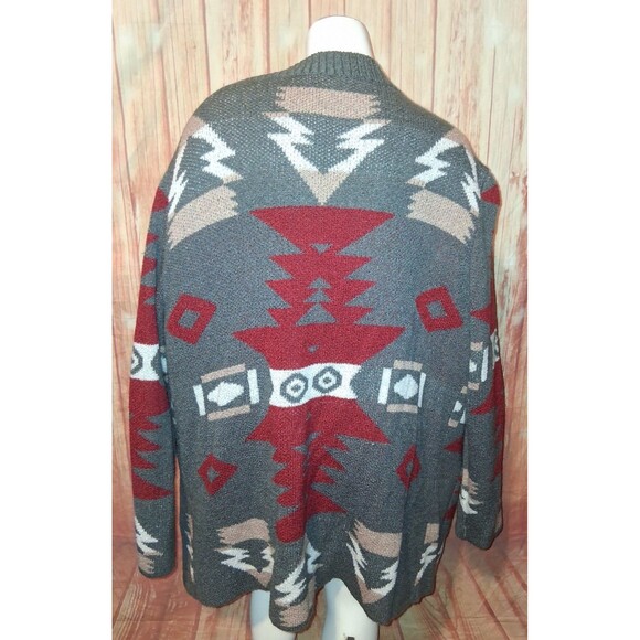 Unbranded Multicolor Geometric Long Sleeve Long Cardigan Sz 2XL - Picture 2 of 2